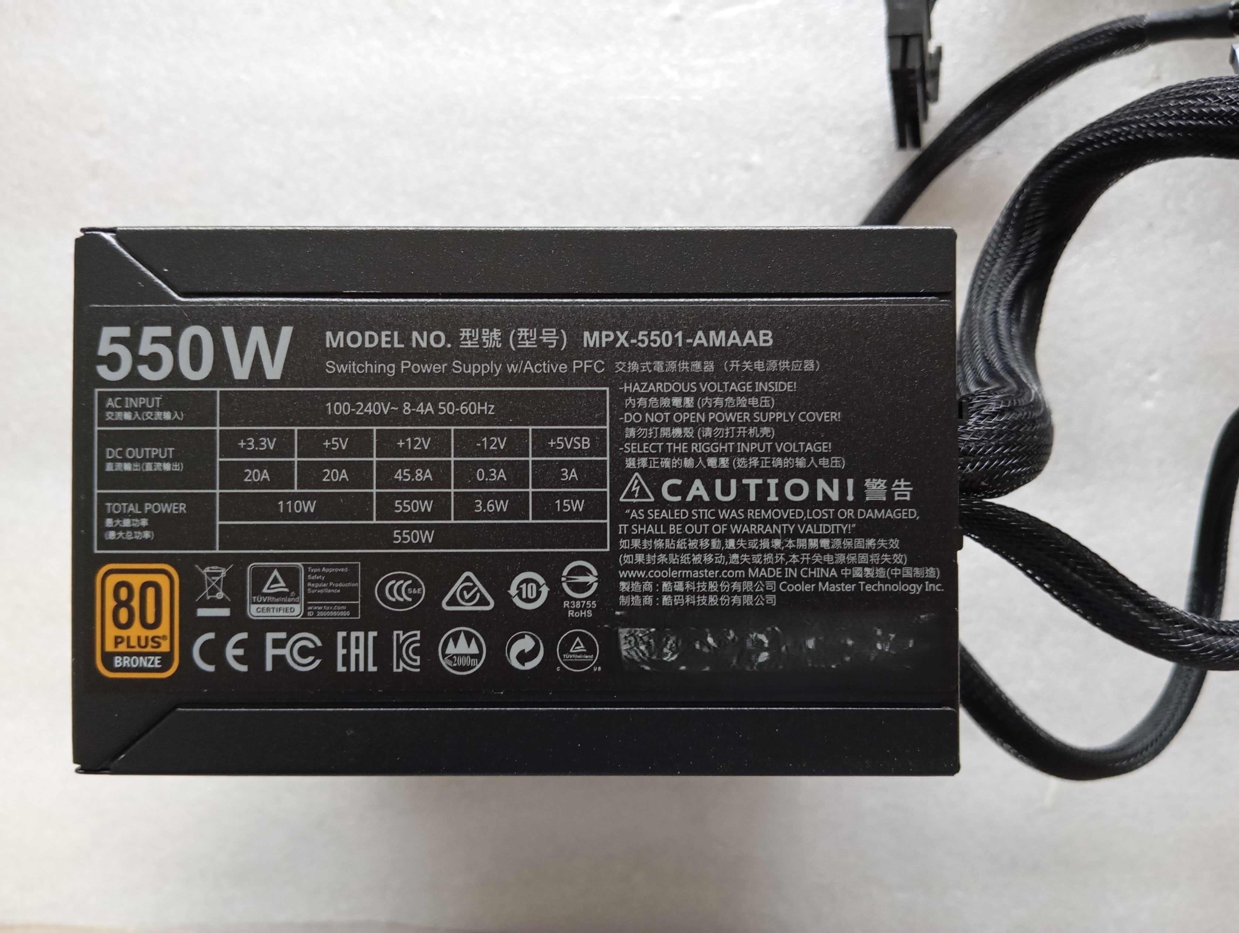 Refurbished Cooler Master MasterWatt 550 Refurbished Cooler Master MasterWatt 550